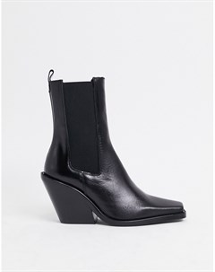 Черные кожаные премиум ботинки в стиле вестерн Asos design