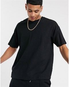 Черная фактурная футболка в стиле oversized New look