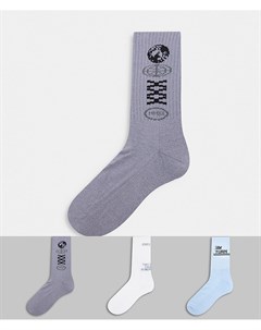 Набор из трех пар спортивных носков с футуристичными логотипами Asos design