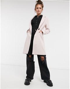 Розовое пальто строгого кроя New look