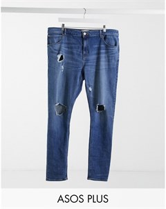 Выбеленные джинсы суперскинни с рваными коленями из коллекции экологичной моды ASOS DESIGN Plus Asos design