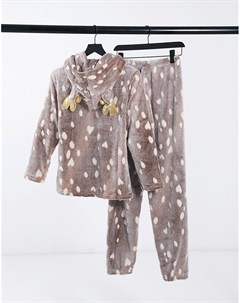 Светло коричневый пижамный комплект с рожками Loungeable