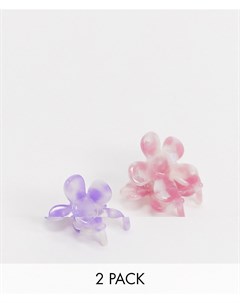 Набор из 2 заколок для волос в форме цветков фиолетового и лавандового цвета Asos design