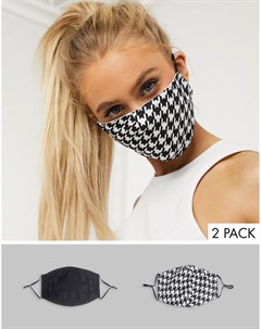 Эксклюзивный набор из 2 масок для лица черная с принтом гусиная лапка Designb london