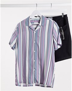 Рубашка в полоску лавандового цвета Topman