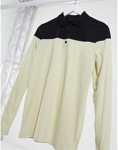 Бежевая рубашка поло с контрастной кокеткой Asos design