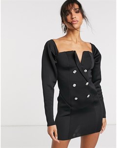 Черное платье мини с декорированными пуговицами Asos design