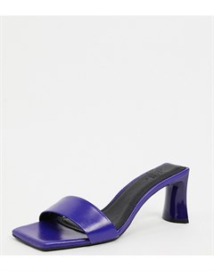 Фиолетовые кожаные мюли для широкой стопы на среднем каблуке premium Asos design