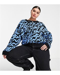 Джемпер с синим жаккардовым звериным узором ASOS DESIGN Curve Asos curve