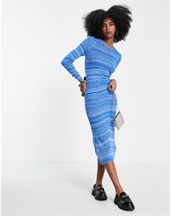 Голубое трикотажное платье миди с завязкой на спине Asos design