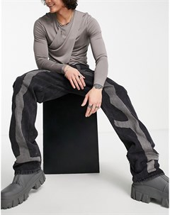 Черные прямые джинсы с аппликацией Jaded london