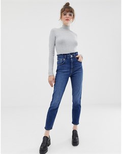 Синие джинсы слим в винтажном стиле с рюшами на поясе Farleigh Asos design