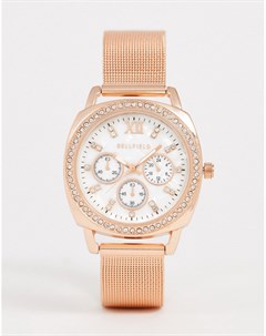 Женские наручные часы цвета розового золота с сетчатым ремешком Bellfield