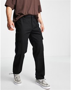 Черные широкие брюки карго Topman