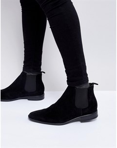 Черные ботинки челси из искусственной замши New look