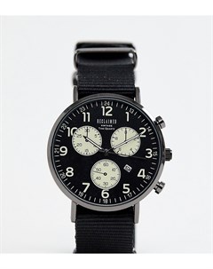 Черные часы с дополнительными циферблатами и парусиновым ремешком Inspired эксклюзивно для ASOS Reclaimed vintage