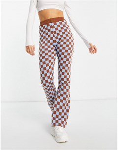 Свободные расклешенные вязаные брюки с шахматным узором от комплекта Daisy street