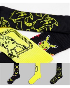 Набор из 3 пар спортивных носков с рисунками в виде цифровых изображений пикачу Pokemon Asos design