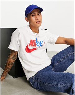 Белая футболка с логотипом в стиле колор блок на груди Nike