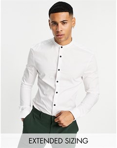 Белая cупероблегающая рубашка с контрастными пуговицами Asos design