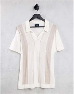 Кремовая трикотажная футболка поло в полоску с короткими рукавами Abercrombie & fitch