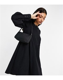Черное платье из мягкого выбеленного денима с присборенной юбкой и объемными рукавами ASOS DESIGN Ta Asos tall
