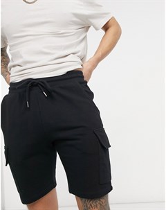 Черные трикотажные шорты с карманами карго Asos design