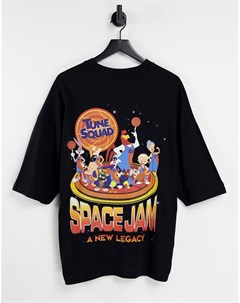 Черная oversized футболка в стиле унисекс с принтом на спинке Space Jam A New Legacy Asos design