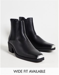Черные ботинки челси в стиле вестерн из искусственной кожи Asos design