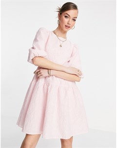 Розовое объемное платье мини с открытой спиной & other stories