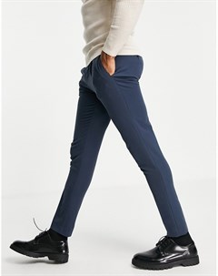 Темно синие супероблегающие брюки строго кроя Asos design