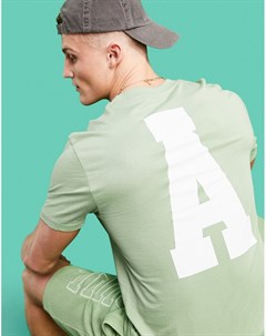 Зеленая футболка с большим логотипом на спине в университетском стиле ASOS Actual Asos design