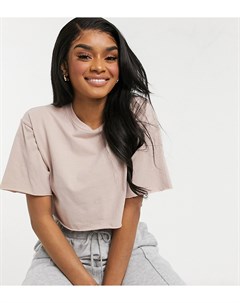 Серовато бежевая укороченная футболка с необработанным краем ASOS DESIGN Petite Asos petite