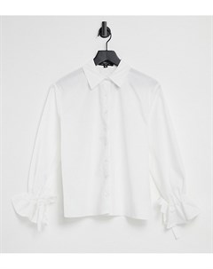 Эксклюзивная белая oversized рубашка из поплина с завязками на манжетах Outrageous fortune