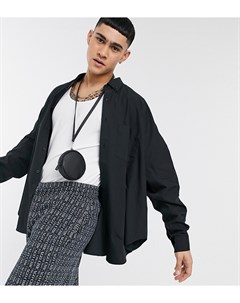 Свободная черная oversize рубашка на пуговицах в винтажные стиле Asos design