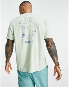 Свободная футболка зеленого цвета из органического хлопка с принтом чека на спине Asos design