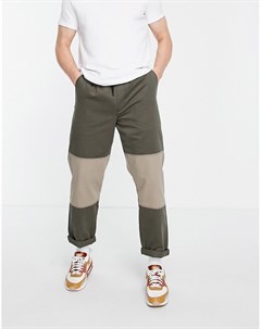 Свободные брюки цвета хаки со вставками Topman