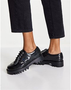 Массивные кожаные ботинки дерби черного цвета на шнуровке Kizziie Kickers