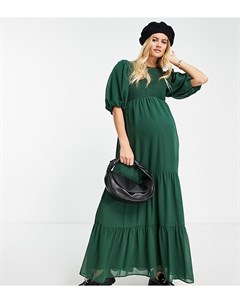 Присборенное ярусное платье макси хвойно зеленого цвета ASOS DESIGN Maternity Asos maternity