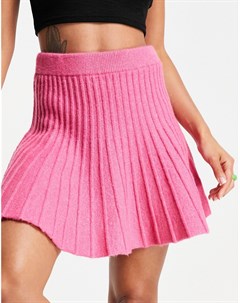 Трикотажная плиссированная мини юбка в широкий рубчик Miss selfridge