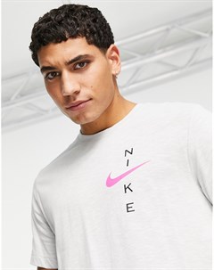 Белая меланжевая футболка с графическим принтом логотипа Nike training