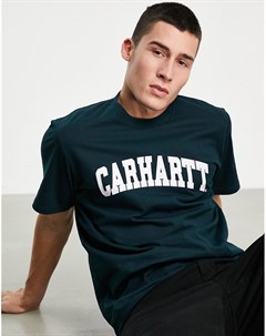 Зеленая футболка с надписью в университетском стиле Carhartt wip