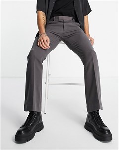 Расклешенные строгие брюки серого цвета из жатого материала Asos design