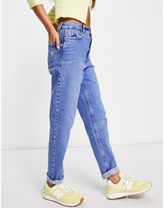 Синие джинсы в винтажном стиле с уплотненным поясом New look