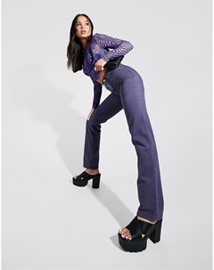 Фиолетовые джинсы прямого кроя из смесового органического хлопка в стиле 90 х с классической талией Asos design