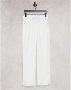 Белые льняные брюки с присборенной завышенной талией & other stories