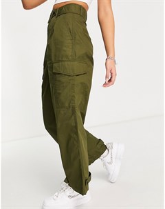 Оливково зеленые брюки в утилитарном стиле с регулируемыми ремешками на щиколотках Tommy jeans