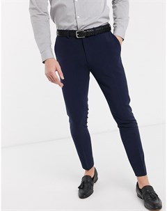 Темно синие строгие укороченные брюки супероблегающего кроя Asos design