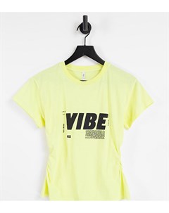 Желтая футболка с принтом Vibe и поясом на резинке Asyou