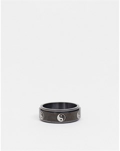 Черное широкое кольцо из нержавеющей стали с символами Инь и Ян Asos design